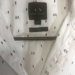 *SALE*Armani Exchange Slim Fit White & Black Button Down with Logo Sign